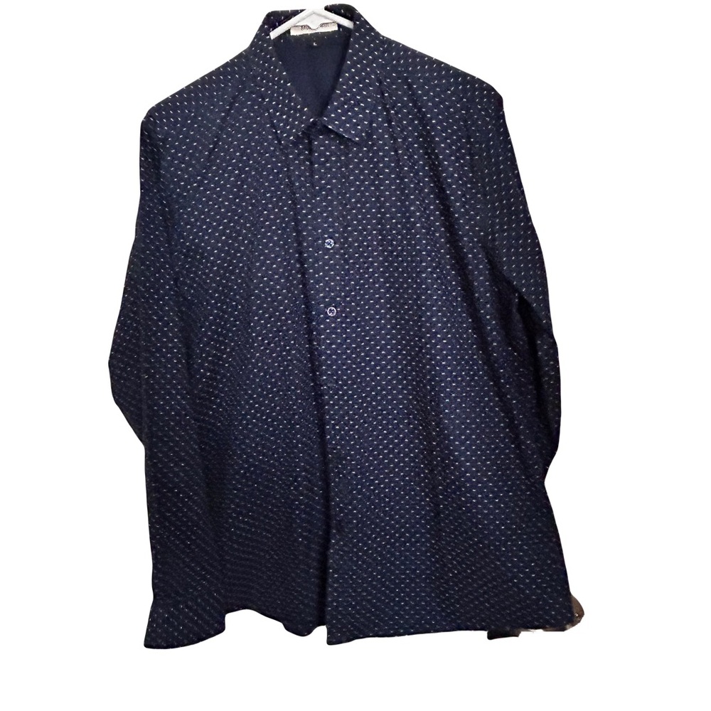 MUSE FATH POLO LONG SLEEVES SIZE LARGE NAVY BLUE BUTTON DOWN